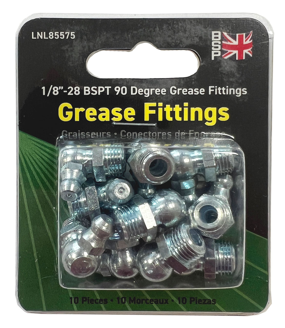 LockNLube Grease Fittings - 1/8"-28 BSPT 90°, 10-Pack