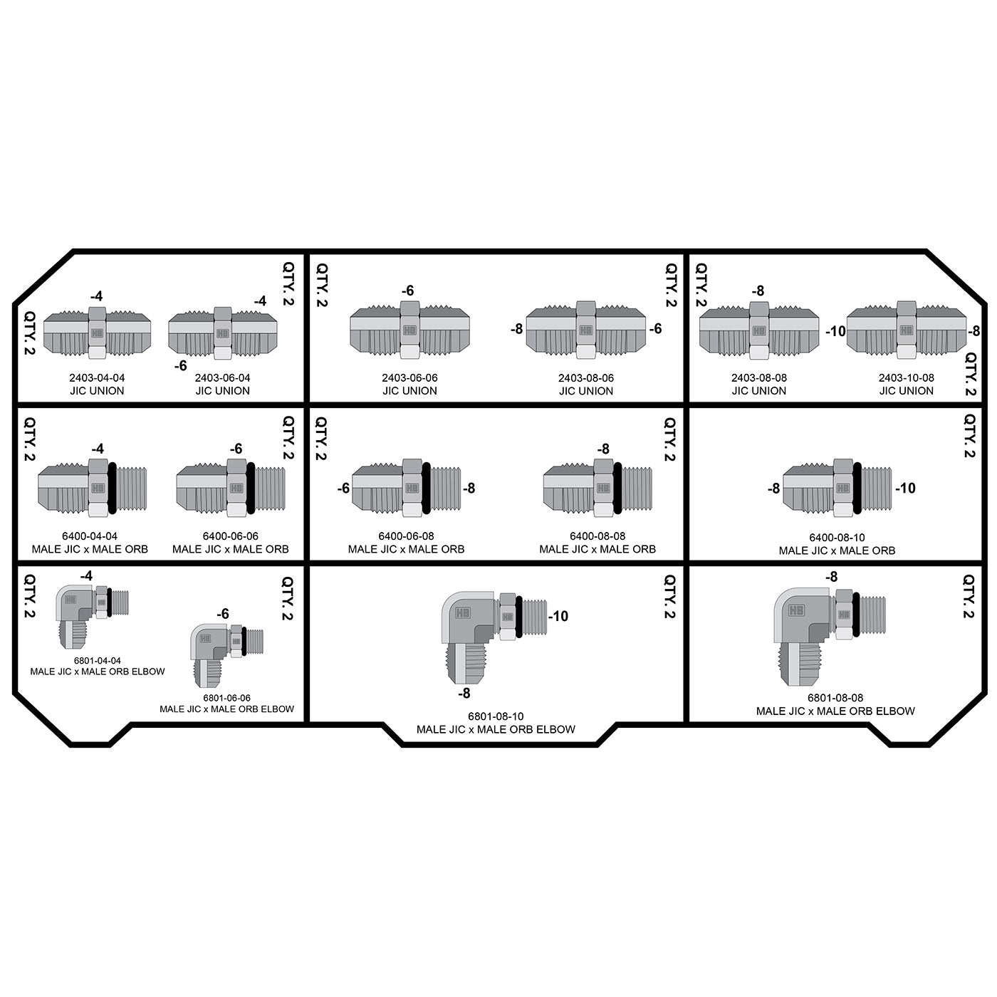 HOSEBOX Fitting Pack JIC to ORB